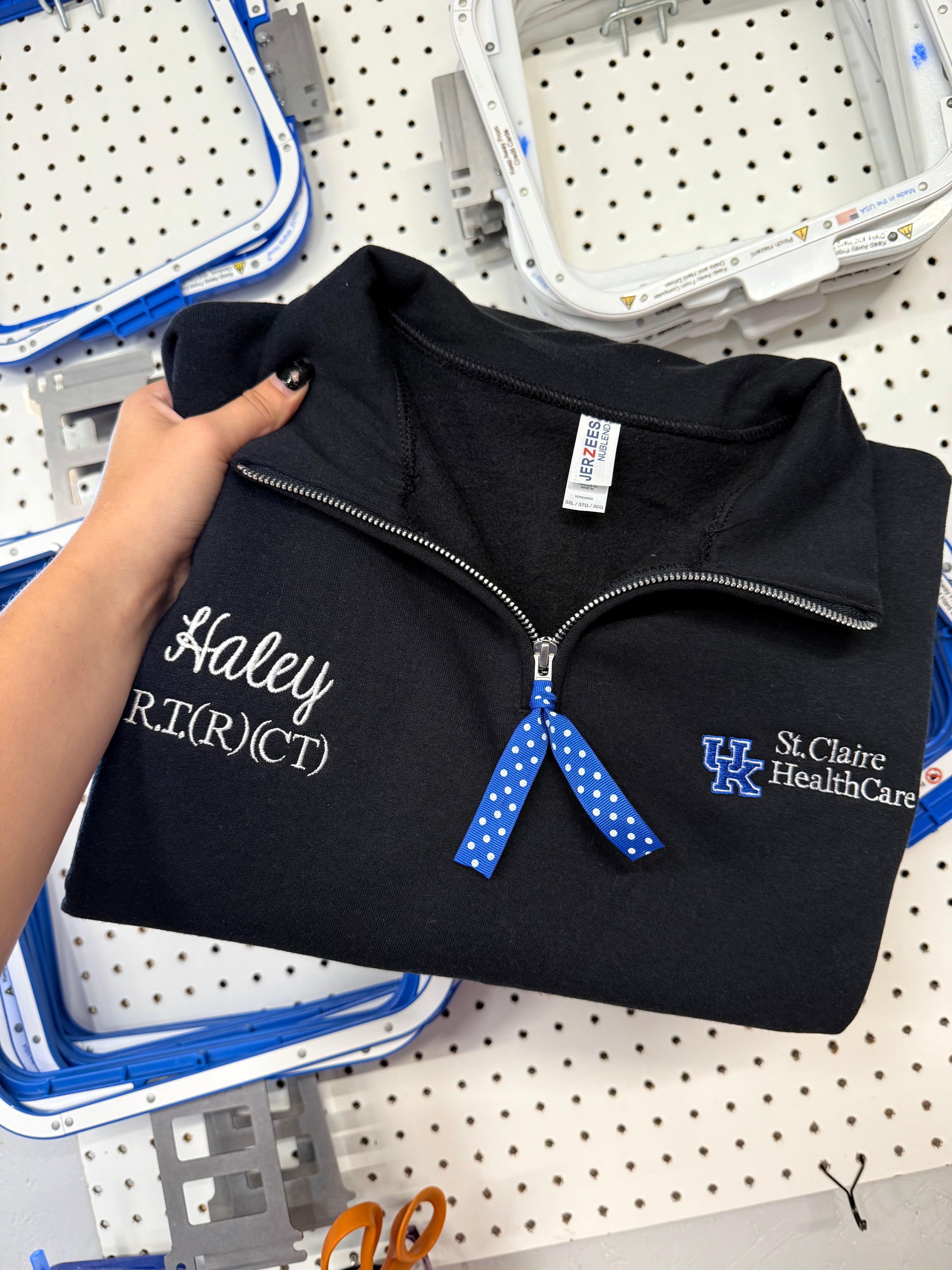 UK St. Claire Healthcare Quarter Zip- LOGO & CREDENTIALS – Just A