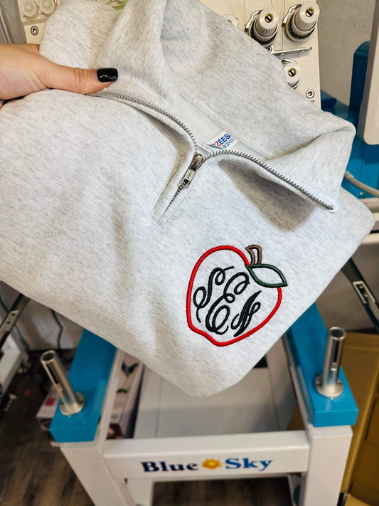 Apple Monogram Quarter Zip