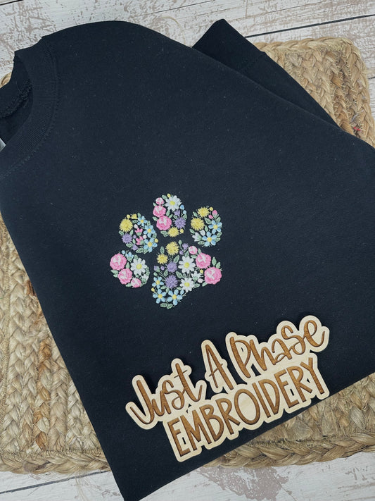 Floral Paw Print Crewneck