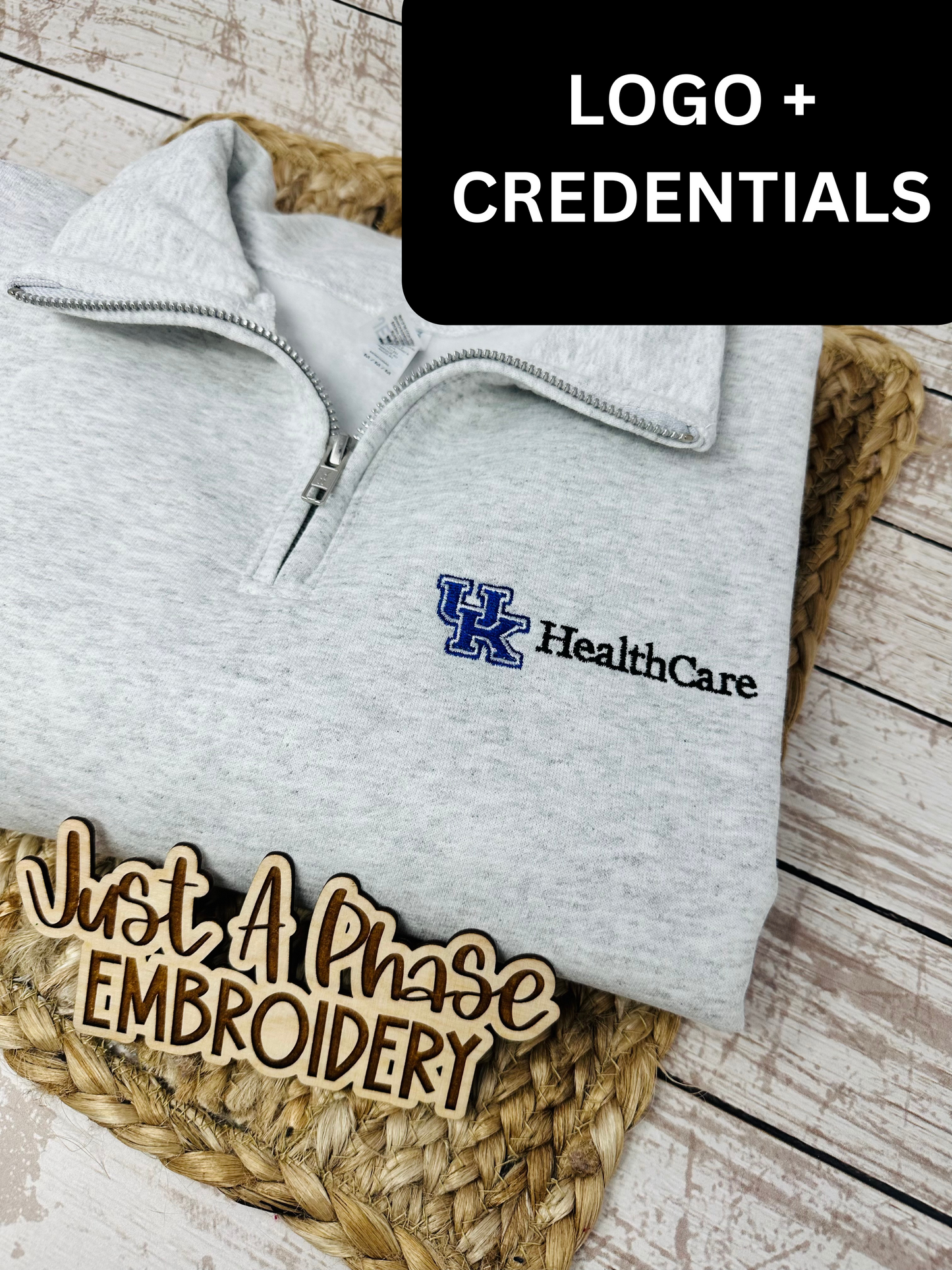 UK Healthcare Quarter Zip- LOGO & CREDENTIALS