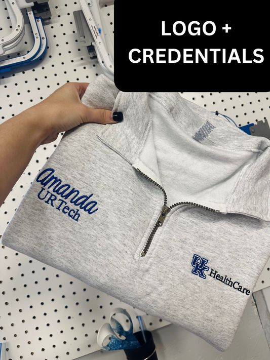 UK Healthcare Quarter Zip- LOGO & CREDENTIALS